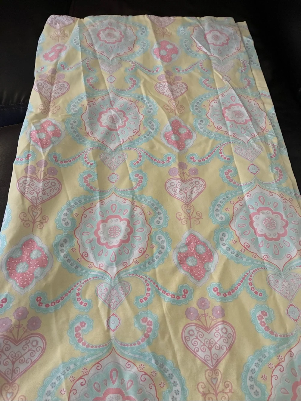 Pottery Barn Kids Mint, Pink & Yellow Floral Damask Fabric Panel